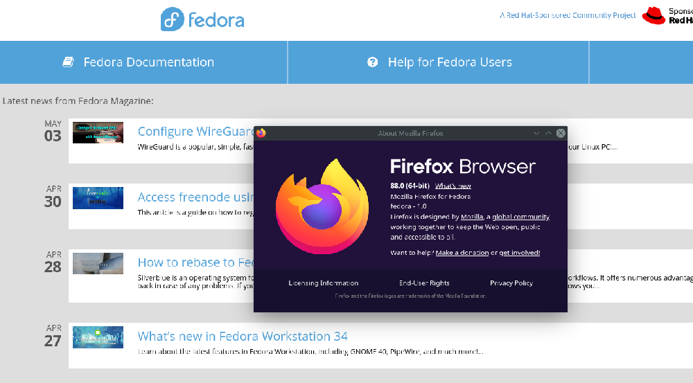 Firefox install on Fedora - image